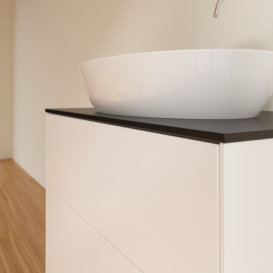 Тумба під раковину Villeroy & Boch Finion 80х50,1 см із підсвічуванням МДФ білий матовий лак/скло чорне матове G87200MT