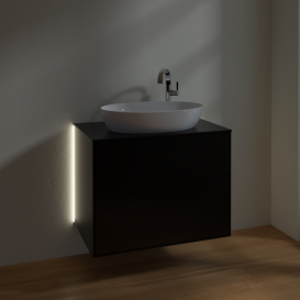 Тумба под раковину Villeroy & Boch Finion 80х50,1 см с подсветкой МДФ черный матовый лак/стекло черное матовое G87200PD