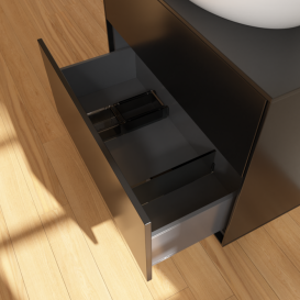 Тумба под раковину Villeroy & Boch Finion 80х50,1 см с подсветкой МДФ черный матовый лак/стекло черное матовое G87200PD