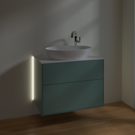 Тумба под раковину Villeroy & Boch Finion 80х50,1 см с подсветкой МДФ оливковый матовый лак/стекло белое матовое G87100GM