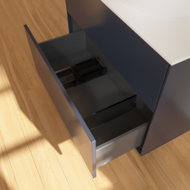 Тумба под раковину Villeroy & Boch Finion 80х50,1 см с подсветкой МДФ темно-синий матовый лак/стекло белое матовое G87100HG