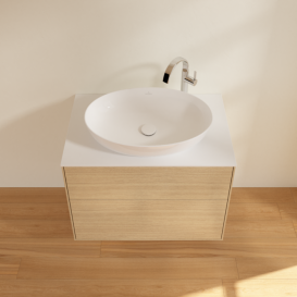 Тумба под раковину Villeroy & Boch Finion 80х50,1 см с подсветкой МДФ шпон дуба/стекло белое матовое G87100PC