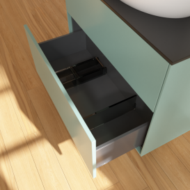 Тумба під раковину Villeroy & Boch Finion 80х50,1 см із підсвічуванням МДФ оливковий матовий лак/скло чорне матове G87200GM