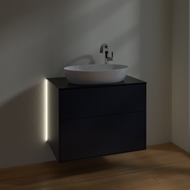 Тумба под раковину Villeroy & Boch Finion 80х50,1 см с подсветкой МДФ темно-синий матовый лак/стекло черное матовое G87200HG