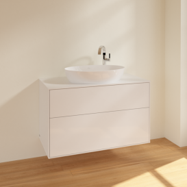 Тумба под раковину Villeroy & Boch Finion 100х50,1 см МДФ глянцевый белый лак/стекло белое матовое F88100GF