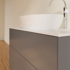 Тумба під раковину Villeroy & Boch Finion 100х50,1 см МДФ антрацит матовий лак/скло біле матове F88100GK