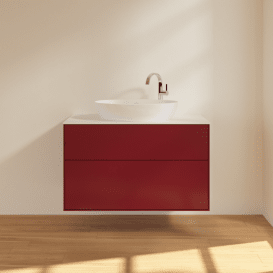 Тумба під раковину Villeroy & Boch Finion 100х50,1 см МДФ півонія матовий лак/скло біле матове F88100HB