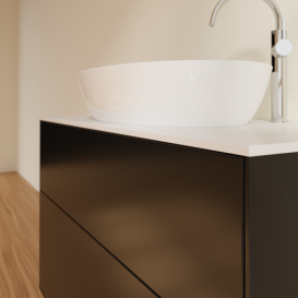 Тумба под раковину Villeroy & Boch Finion 100х50,1 см МДФ черный матовый лак/стекло белое матовое F88100PD