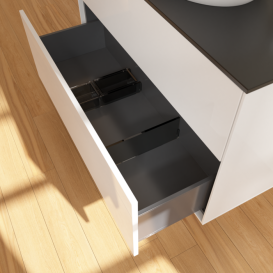 Тумба под раковину Villeroy & Boch Finion 100х50,1 см МДФ глянцевый белый лак/стекло черное матовое F88200GF