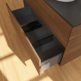 Тумба під раковину Villeroy & Boch Finion 100х50,1 см МДФ шпон волоського горіха/скло чорне матове F88200GN