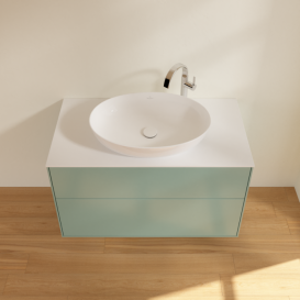 Тумба под раковину Villeroy & Boch Finion 100х50,1 см МДФ оливковый матовый лак/стекло белое матовое F88100GM