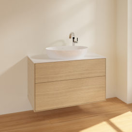 Тумба под раковину Villeroy & Boch Finion 100х50,1 см МДФ шпон дуба/стекло белое матовое F88100PC