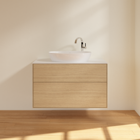 Тумба под раковину Villeroy & Boch Finion 100х50,1 см МДФ шпон дуба/стекло белое матовое F88100PC