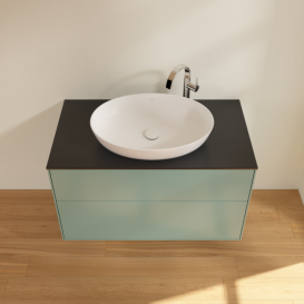 Тумба под раковину Villeroy & Boch Finion 100х50,1 см МДФ оливковый матовый лак/стекло черное матовое F88200GM