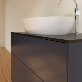 Тумба под раковину Villeroy & Boch Finion 100х50,1 см МДФ темно-синий матовый лак/стекло черное матовое F88200HG