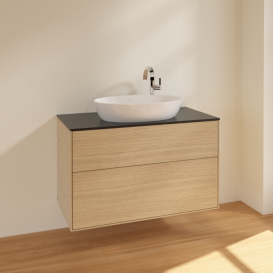 Тумба под раковину Villeroy & Boch Finion 100х50,1 см МДФ шпон дуба/стекло черное матовое F88200PC