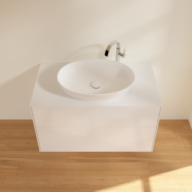 Тумба під раковину Villeroy & Boch Finion 100х50,1 см з підсвіткою МДФ білий глянцевий лак/скло біле матове G88100GF
