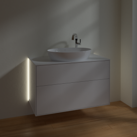 Тумба під раковину Villeroy & Boch Finion 100х50,1 см з підсвіткою МДФ білий глянцевий лак/скло біле матове G88100GF