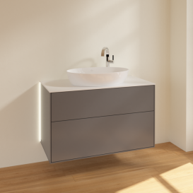 Тумба под раковину Villeroy & Boch Finion 100х50,1 см с подсветкой МДФ антрацит матовый лак/стекло белое матовое G88100GK