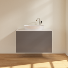 Тумба под раковину Villeroy & Boch Finion 100х50,1 см с подсветкой МДФ антрацит матовый лак/стекло белое матовое G88100GK