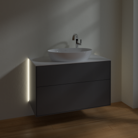 Тумба под раковину Villeroy & Boch Finion 100х50,1 см с подсветкой МДФ антрацит матовый лак/стекло белое матовое G88100GK