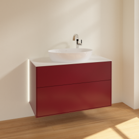 Тумба під раковину Villeroy & Boch Finion 100х50,1 см з підсвічуванням МДФ півонія матовий лак/скло біле матове G88100HB