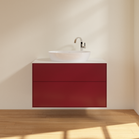 Тумба під раковину Villeroy & Boch Finion 100х50,1 см з підсвічуванням МДФ півонія матовий лак/скло біле матове G88100HB