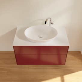 Тумба під раковину Villeroy & Boch Finion 100х50,1 см з підсвічуванням МДФ півонія матовий лак/скло біле матове G88100HB