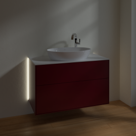 Тумба під раковину Villeroy & Boch Finion 100х50,1 см з підсвічуванням МДФ півонія матовий лак/скло біле матове G88100HB