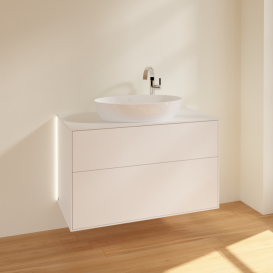 Тумба під раковину Villeroy & Boch Finion 100х50,1 см із підсвічуванням МДФ білий матовий лак/скло біле матове G88100MT