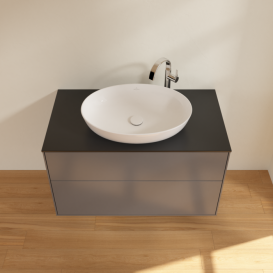 Тумба под раковину Villeroy & Boch Finion 100х50,1 см с подсветкой МДФ антрацит матовый лак/стекло черное матовое G88200GK