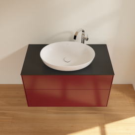 Тумба под раковину Villeroy & Boch Finion 100х50,1 см с подсветкой МДФ пион матовый лак/стекло черное матовое G88200HB