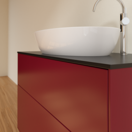 Тумба под раковину Villeroy & Boch Finion 100х50,1 см с подсветкой МДФ пион матовый лак/стекло черное матовое G88200HB