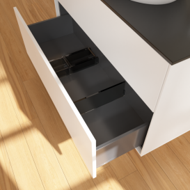 Тумба под раковину Villeroy & Boch Finion 100х50,1 см с подсветкой МДФ белый матовый лак/стекло черное матовое G88200MT