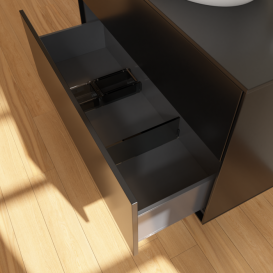 Тумба под раковину Villeroy & Boch Finion 100х50,1 см с подсветкой МДФ черный матовый лак/стекло черное матовое G88200PD