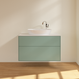 Тумба под раковину Villeroy & Boch Finion 100х50,1 см с подсветкой МДФ оливковый матовый лак/стекло белое матовое G88100GM