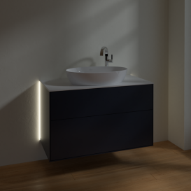 Тумба под раковину Villeroy & Boch Finion 100х50,1 см с подсветкой МДФ темно-синий матовый лак/стекло белое матовое G88100HG
