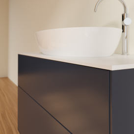 Тумба под раковину Villeroy & Boch Finion 100х50,1 см с подсветкой МДФ темно-синий матовый лак/стекло белое матовое G88100HG