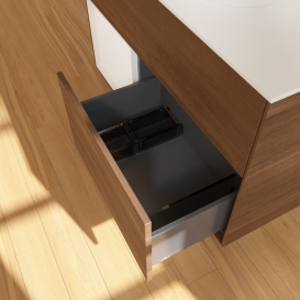 Тумба под раковину Villeroy & Boch Finion 100х50,1 см с подсветкой МДФ шпон грецкого ореха/стекло белое матовое F891GFGN