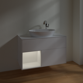 Тумба под раковину Villeroy & Boch Finion 100х50,1 см с подсветкой МДФ белый матовый лак/стекло белое матовое F891GFMT