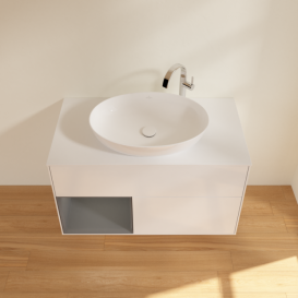 Тумба под раковину Villeroy & Boch Finion 100х50,1 см с подсветкой МДФ глянцевый белый лак/стекло белое матовое F891GKGF