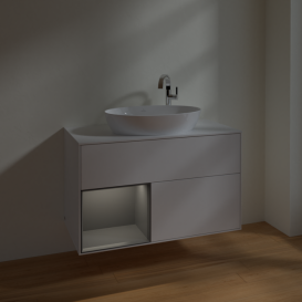 Тумба под раковину Villeroy & Boch Finion 100х50,1 см с подсветкой МДФ глянцевый белый лак/стекло белое матовое F891GKGF