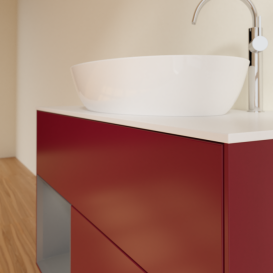 Тумба под раковину Villeroy & Boch Finion 100х50,1 см с подсветкой МДФ пион матовый лак/стекло белое матовое F891GKHB