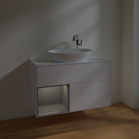 Тумба під раковину Villeroy & Boch Finion 100х50,1 см із підсвічуванням МДФ білий матовий лак/скло біле матове F891GKMT