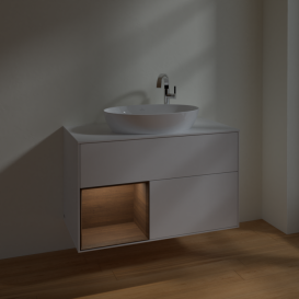 Тумба под раковину Villeroy & Boch Finion 100х50,1 см с подсветкой МДФ глянцевый белый лак/стекло белое матовое F891GNGF