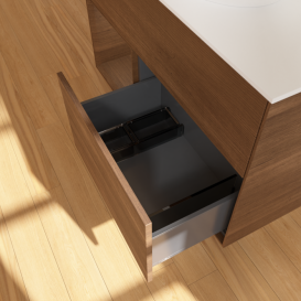 Тумба под раковину Villeroy & Boch Finion 100х50,1 см с подсветкой МДФ шпон грецкого ореха/стекло белое матовое F891GNGN