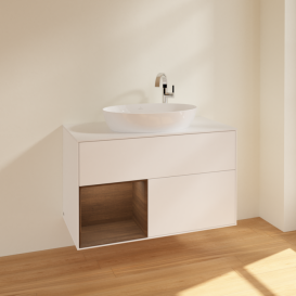 Тумба под раковину Villeroy & Boch Finion 100х50,1 см с подсветкой МДФ белый матовый лак/стекло белое матовое F891GNMT