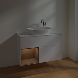 Тумба под раковину Villeroy & Boch Finion 100х50,1 см с подсветкой МДФ белый матовый лак/стекло белое матовое F891GNMT