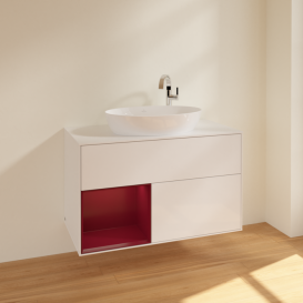 Тумба под раковину Villeroy & Boch Finion 100х50,1 см с подсветкой МДФ глянцевый белый лак/стекло белое матовое F891HBGF