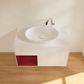 Тумба под раковину Villeroy & Boch Finion 100х50,1 см с подсветкой МДФ глянцевый белый лак/стекло белое матовое F891HBGF